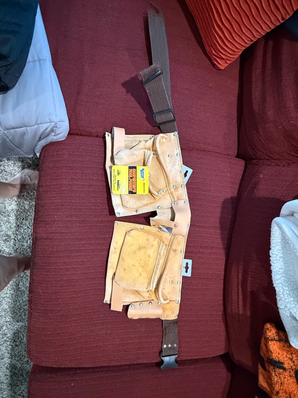 Leather Carpenter Tool Belt - Tan